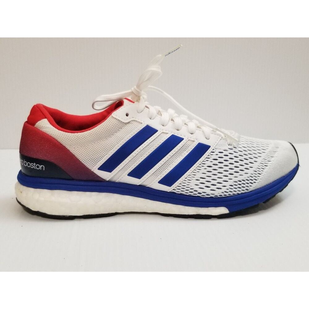 Adidas Mens Adizero Boston 6 BA8145 White Running Shoes Sneakers Size 5 EUC